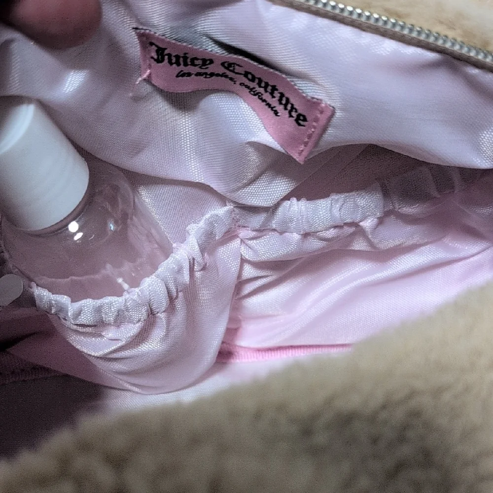 Juicy Couture Terry/Sherpa Cosmetic Travel Bag with Roll Down Top